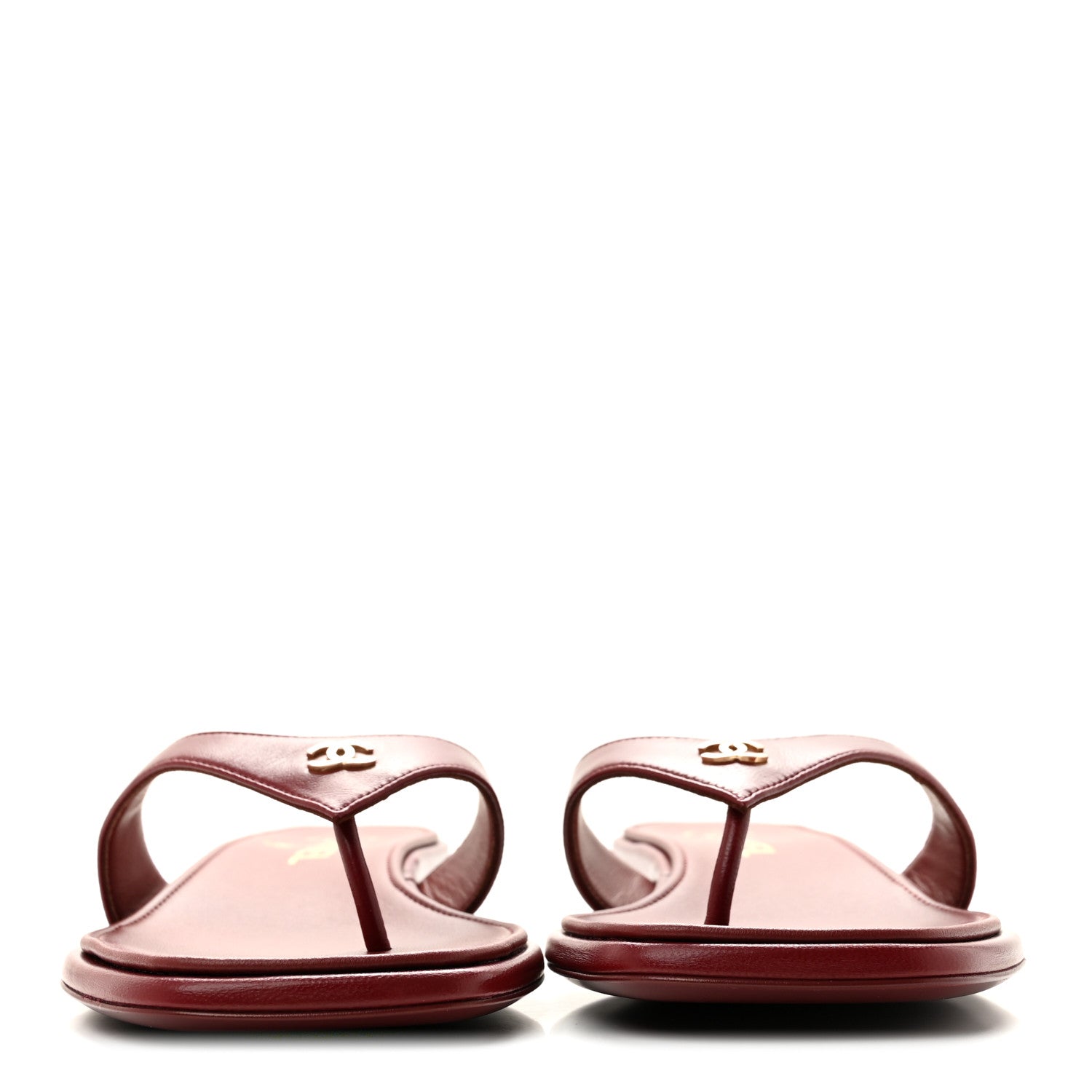 Chanel Lambskin CC Thong Sandals 39 Burgundy 3 of 10