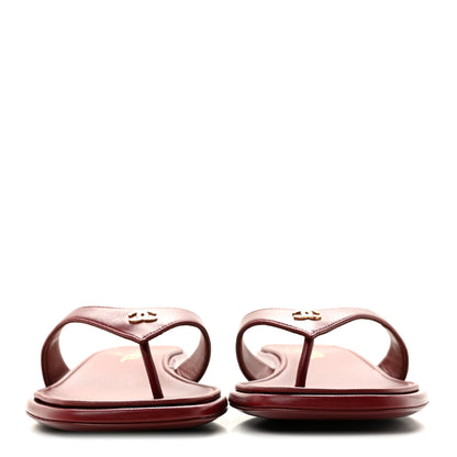 Chanel Lambskin CC Thong Sandals 39 Burgundy 3 of 10