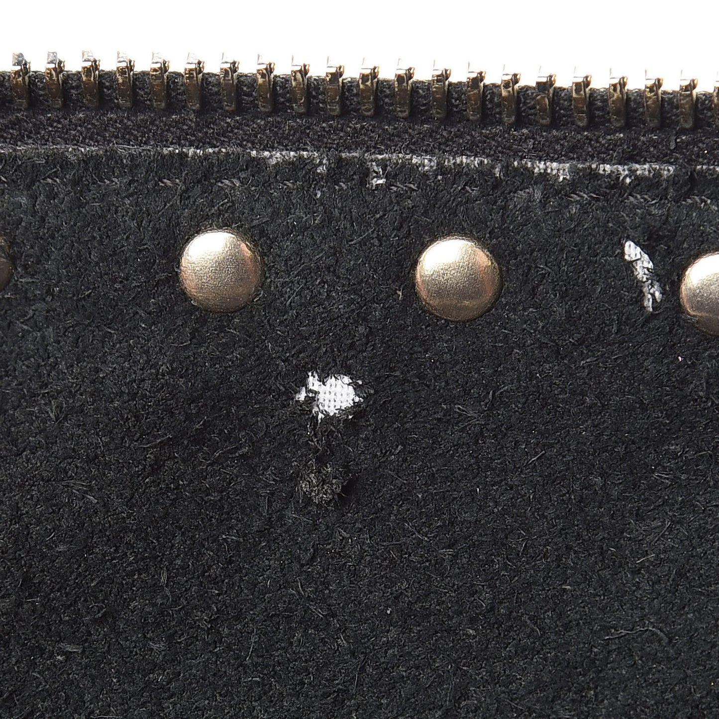 Pebbled Calfskin Large Rockstud Zip Pouch Black