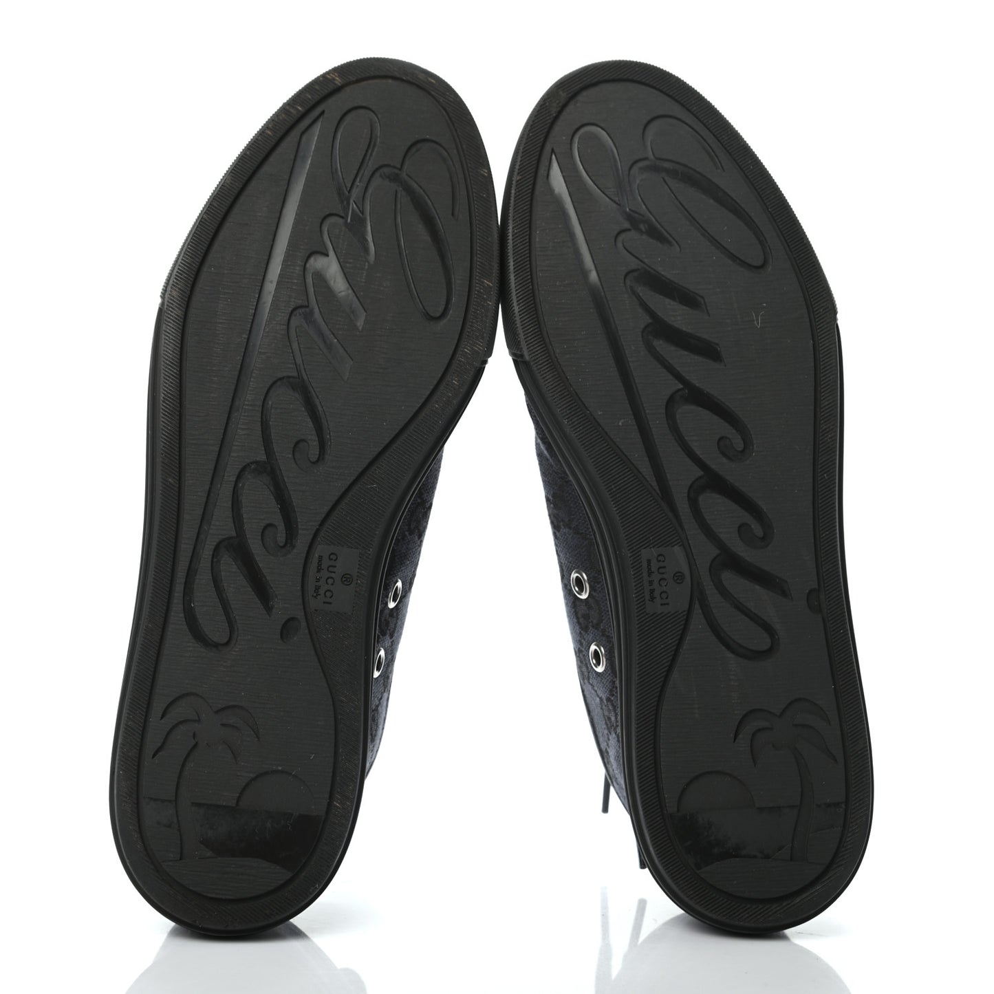 GG Monogram Calfskin Womens Low Top Sneakers 37 Piombo Black
