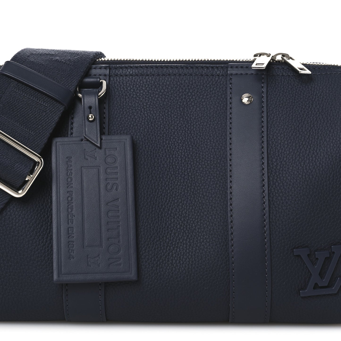 Grained Calfskin Aerogram City Keepall Ink Blue