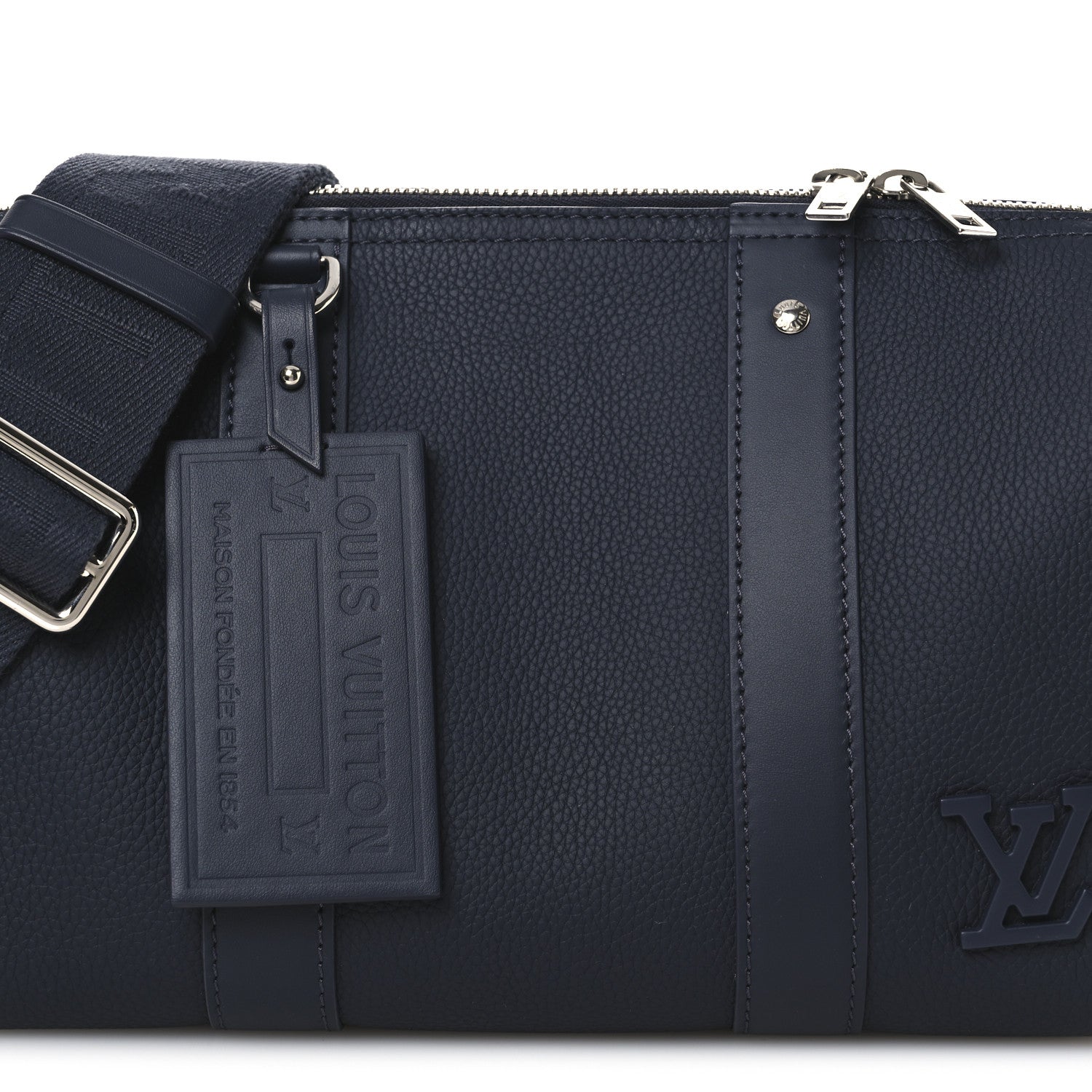 Louis Vuitton Grained Calfskin Aerogram City Keepall Ink Blue 7 of 10