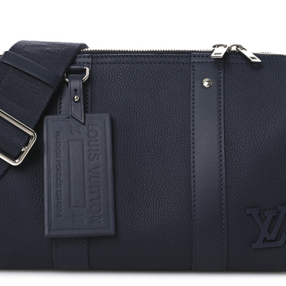 Louis Vuitton Grained Calfskin Aerogram City Keepall Ink Blue 7 of 10