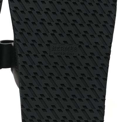 Hermes Calfskin Womens Chypre Sandals 38.5 Black 7 of 10