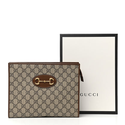 Gucci GG Supreme Monogram Horsebit 1955 Zip Pouch Beige Brown Sugar 8 of 8