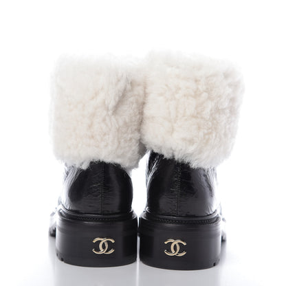 Chanel Lambskin Shearling Short Boots 40 Black 6 of 10
