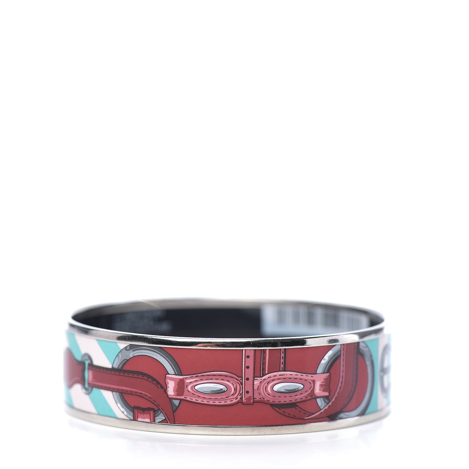 Hermes Enamel Printed Wide Coaching Bracelet 70 Rose Couture 2 of 4