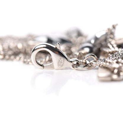 Chanel Metal Resin Pearl Multistrand Chain CC Bracelet Grey 4 of 5