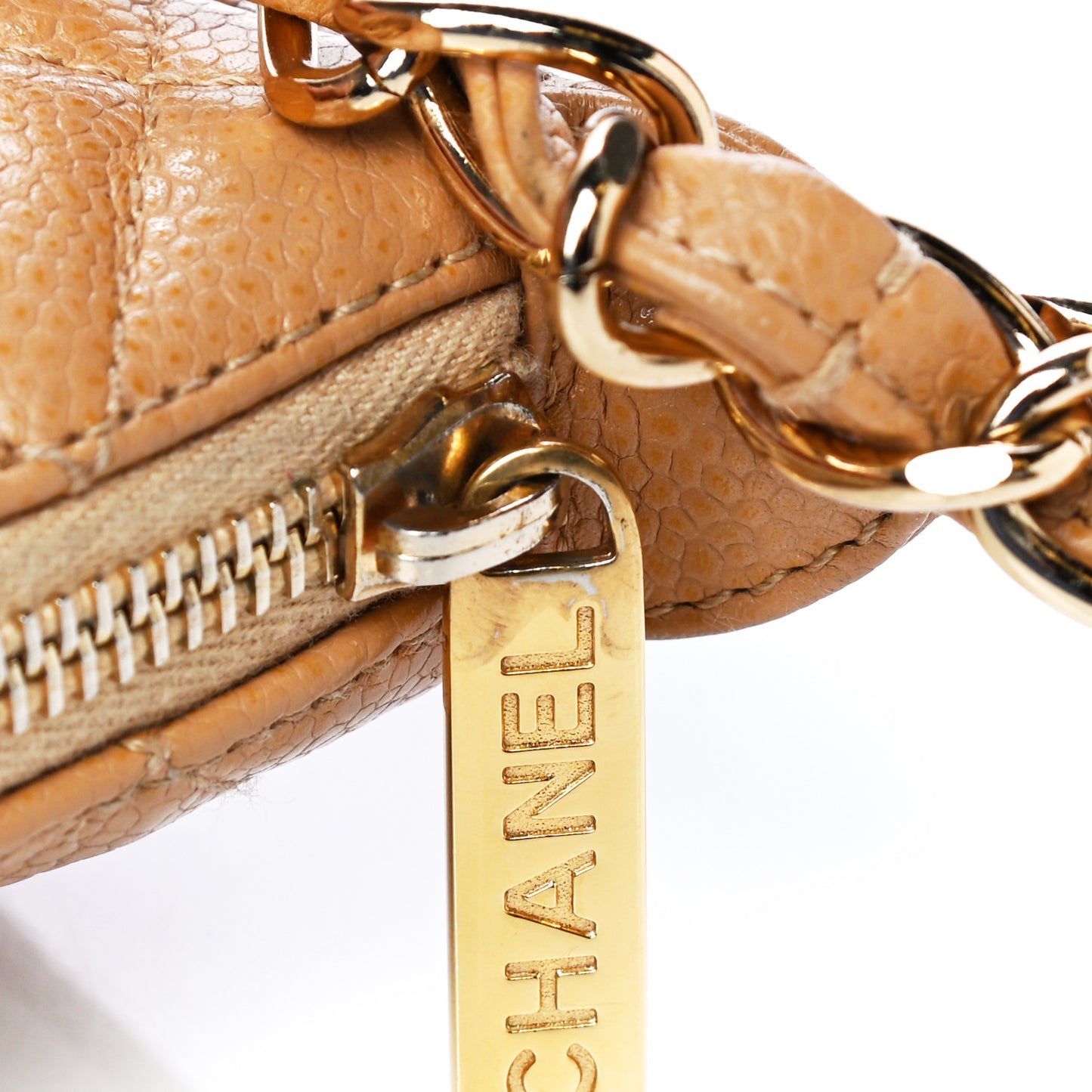 Caviar Quilted Timeless CC Shoulder Bag Beige