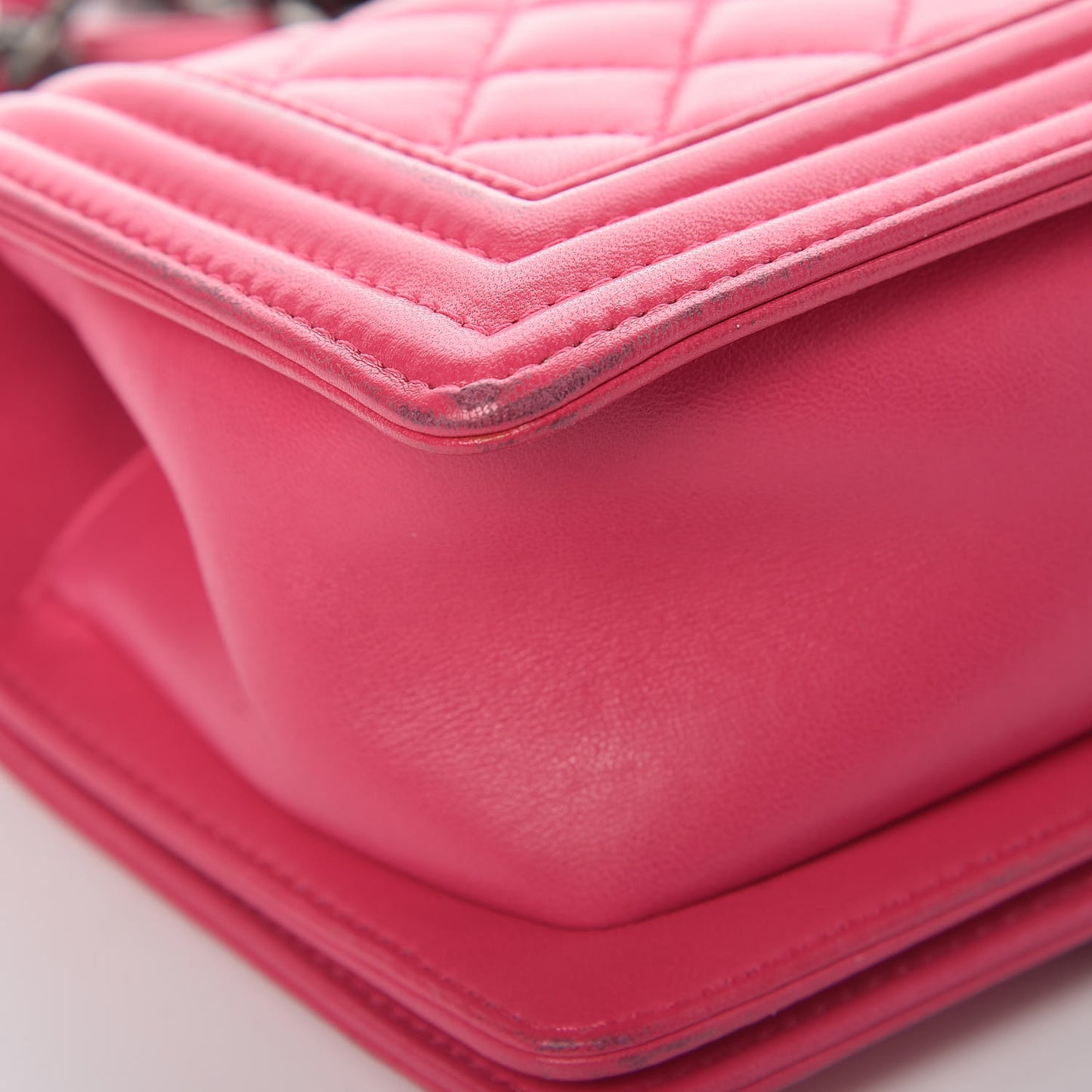 Lambskin Quilted Small Boy Flap Dark Pink