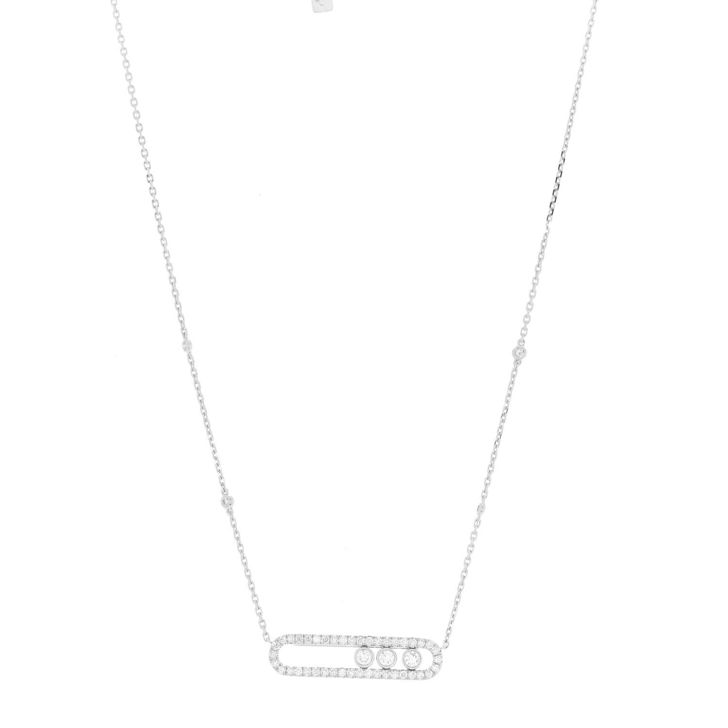 18K White Gold Diamond Baby Move Pave Necklace