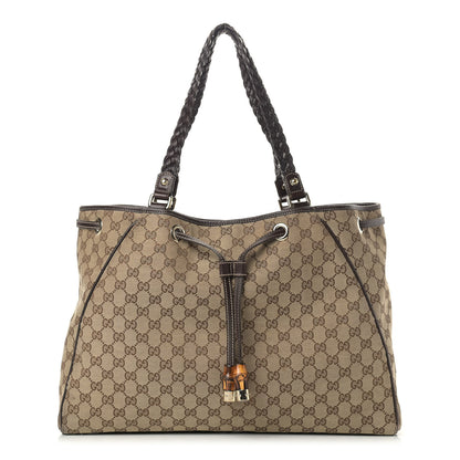 Gucci Monogram Peggy Braided Tote Dark Brown 1 of 14