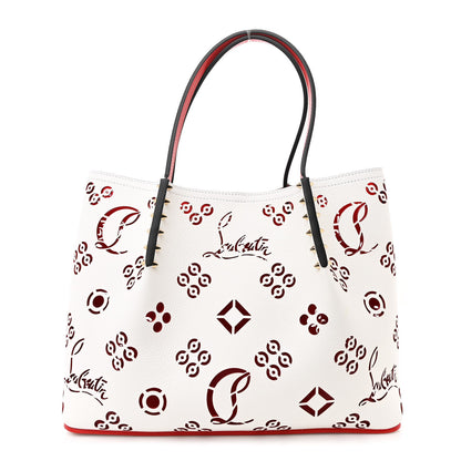 Christian Louboutin Calfskin Perforated Small Loubinthesky Cabarock Spikes Tote Snow 1 of 9