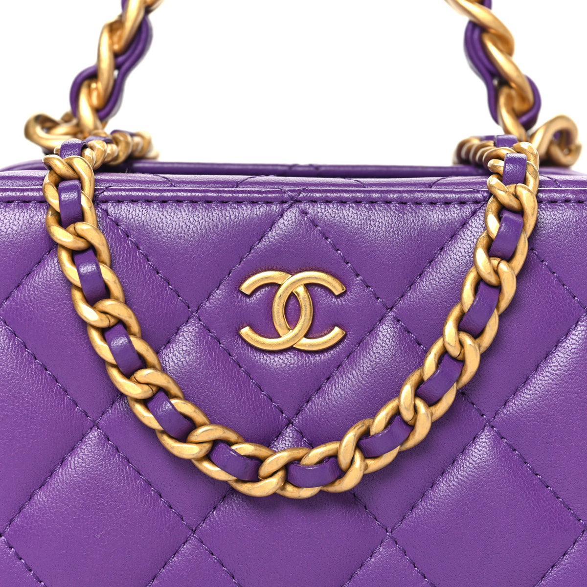 Chanel Lambskin Quilted Top Handle Mini Vanity Case Purple 7 of 9
