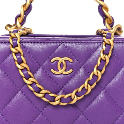Chanel Lambskin Quilted Top Handle Mini Vanity Case Purple 7 of 9
