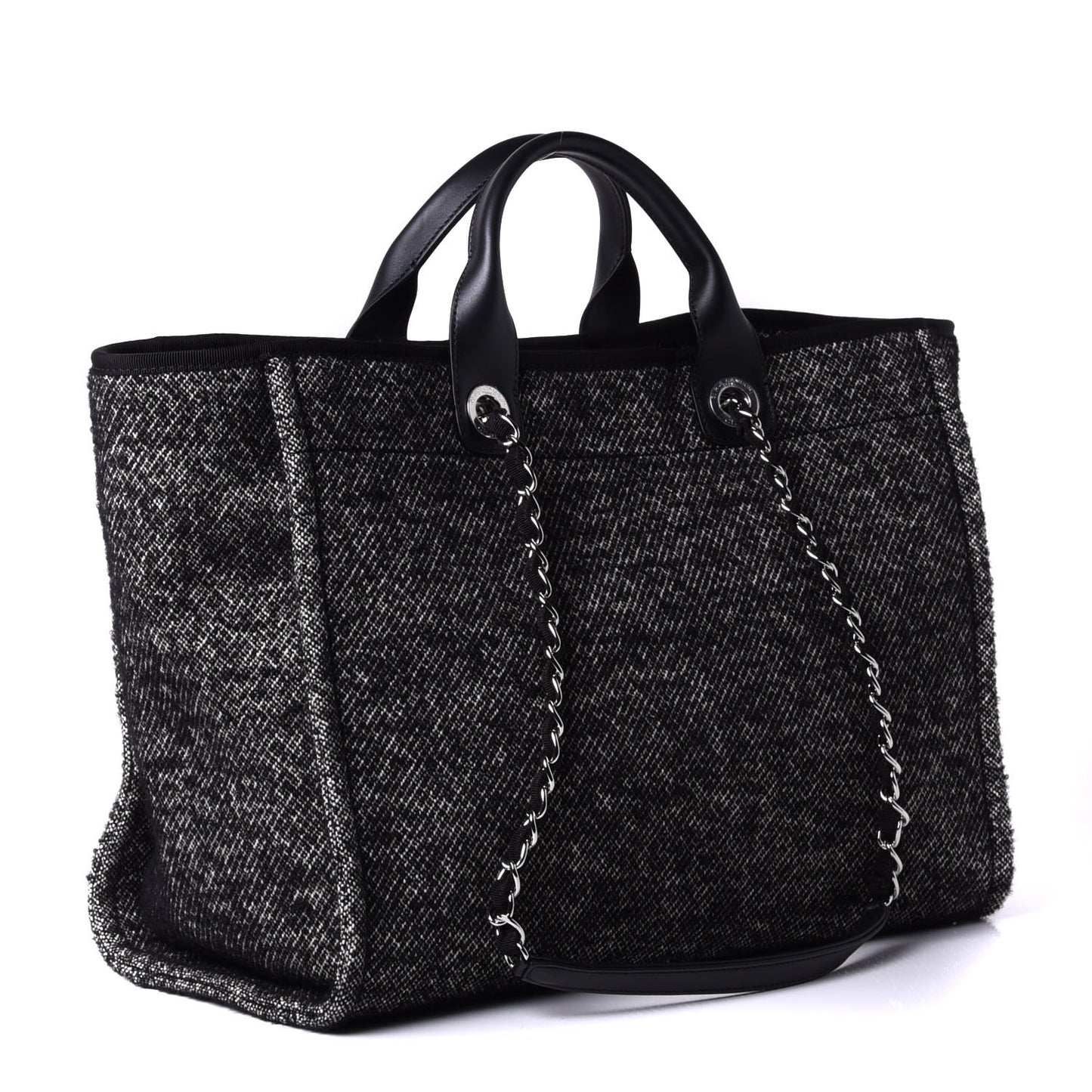 Mixed Fibers Calfskin Medium Deauville Tote Black