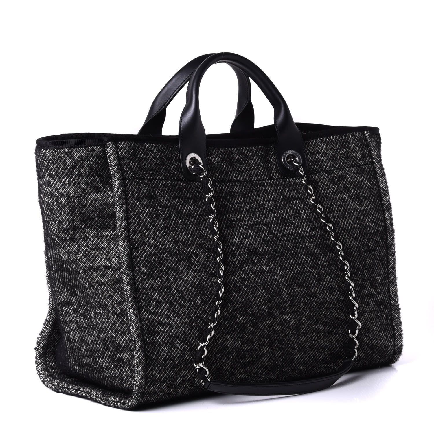 Chanel Mixed Fibers Calfskin Medium Deauville Tote Black 2 of 5