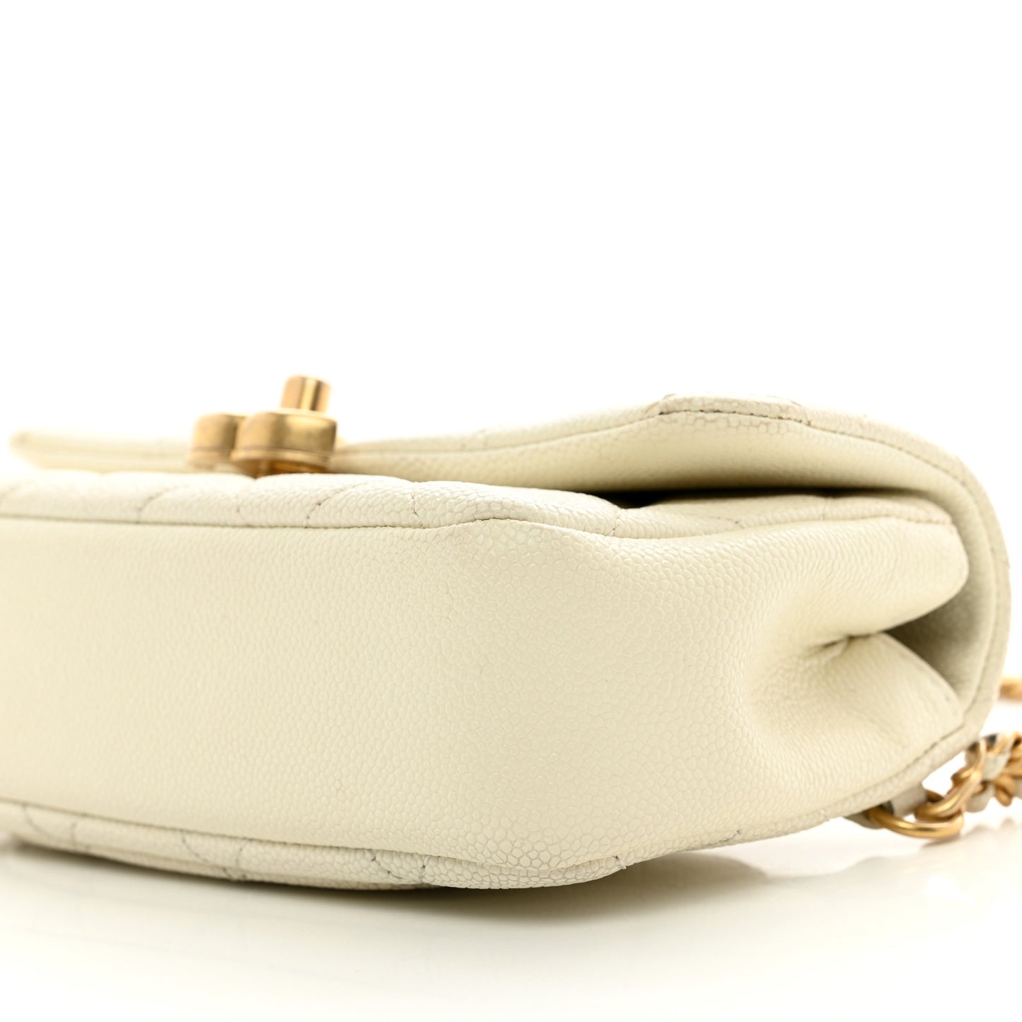 Caviar Quilted Chain Melody Waist Belt Bag White