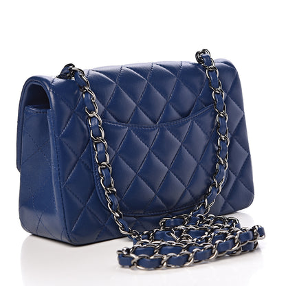 Chanel Lambskin Quilted Mini Rectangular Flap Dark Blue 3 of 15