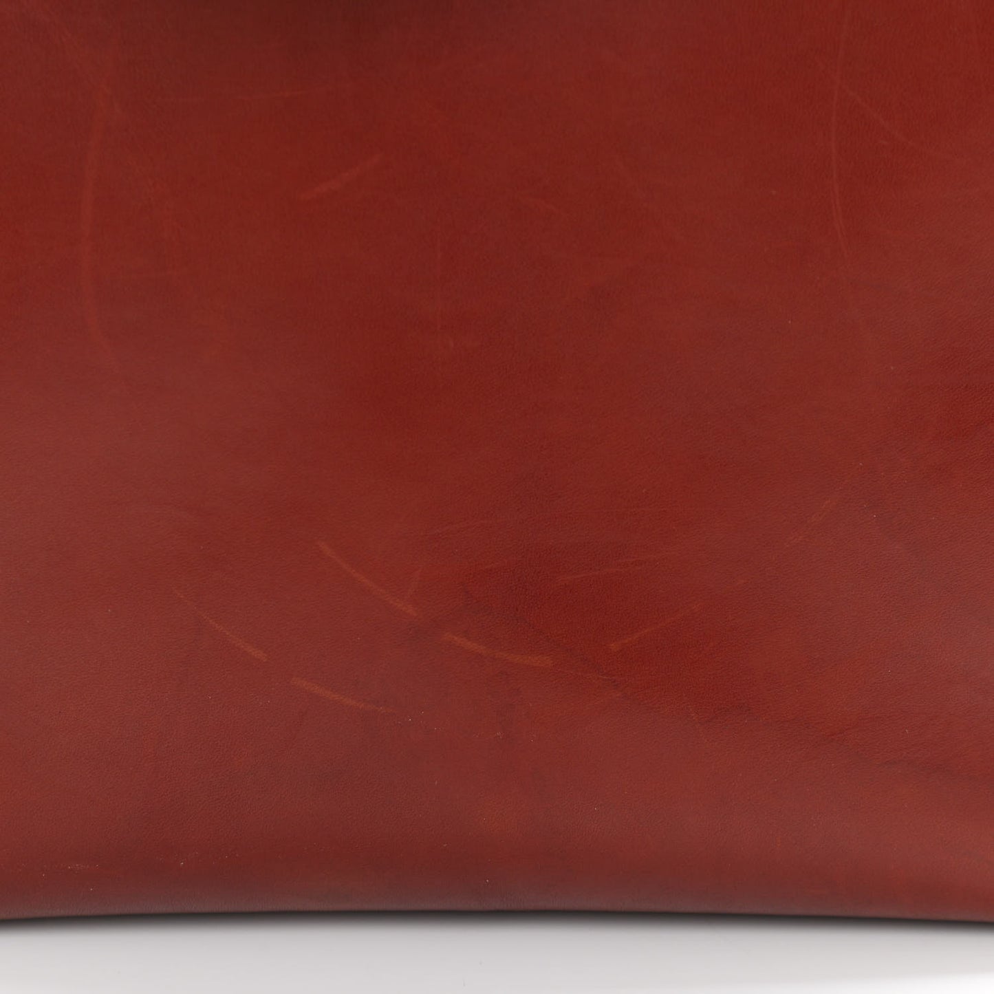 Natural Calfskin Sangle Bucket Bag Red Wood