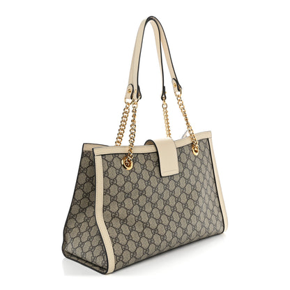 Gucci GG Supreme Monogram Medium Padlock Tote White 3 of 10