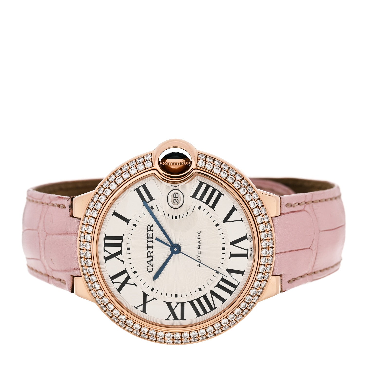 Cartier 18K Pink Gold Alligator Diamond Bezel 42mm Ballon Bleu De Cartier Automatic Watch Pink 2 of 5
