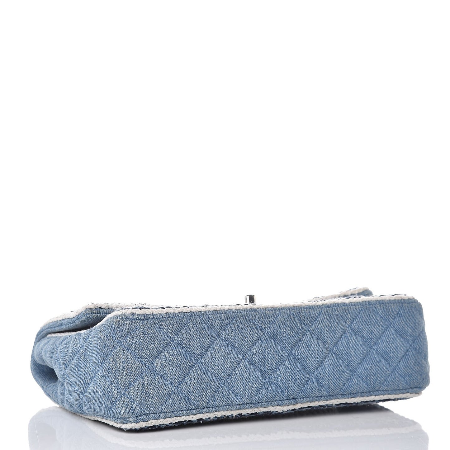 Denim Braided Medium Flap Bag Light Blue