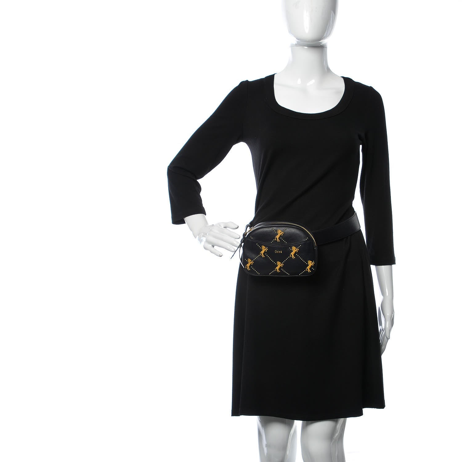 Chloe Smooth Calfskin Little Horses Embroidered Signature Belt Bag Black 2 of 8