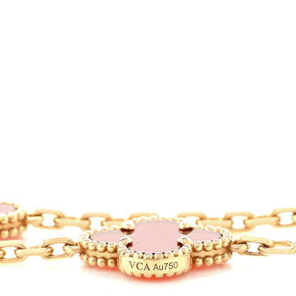 Van Cleef & Arpels 18K Yellow Gold Carnelian 10 Motifs Vintage Alhambra Necklace 5 of 6