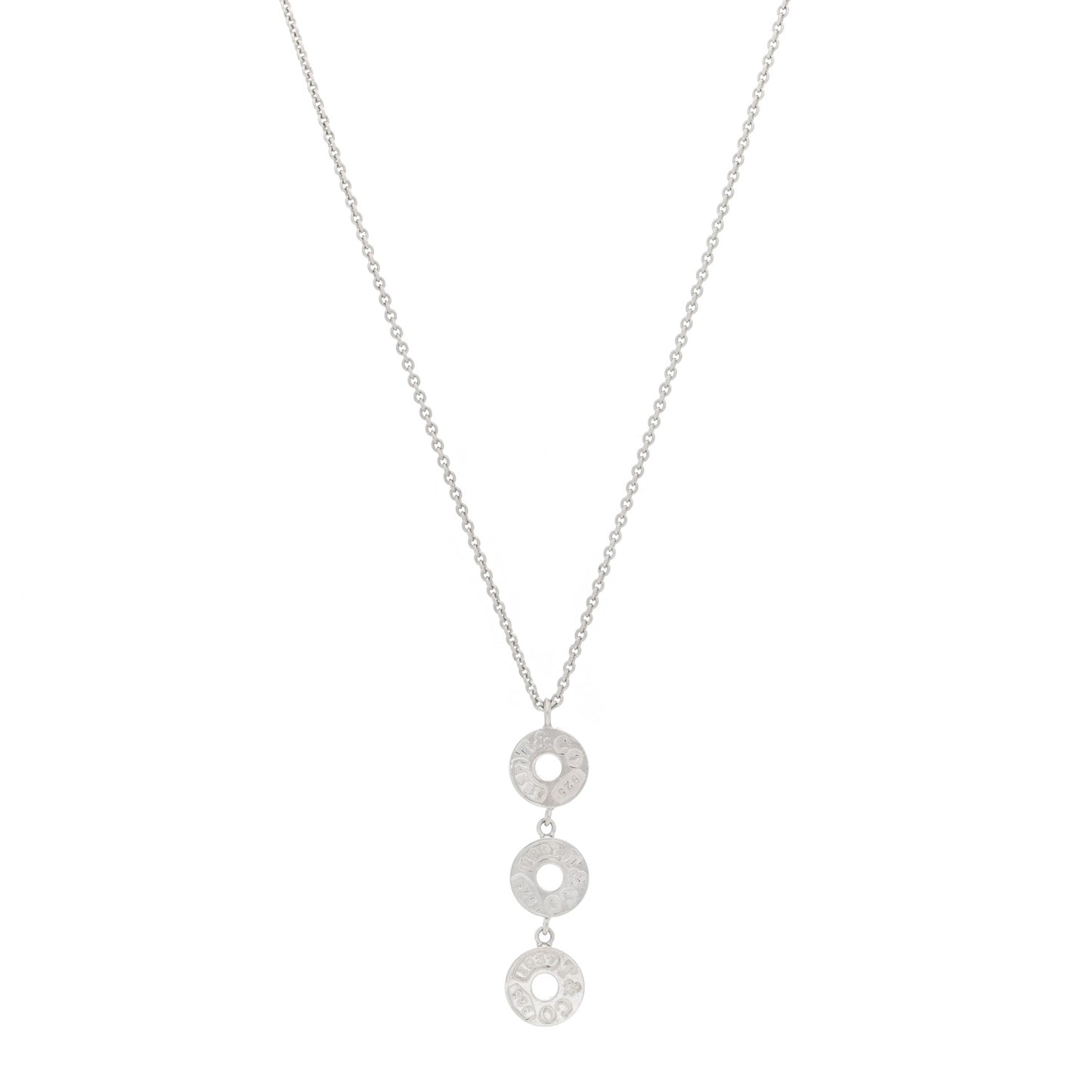 Sterling Silver 1837 Triple Circle Drop Pendant Necklace