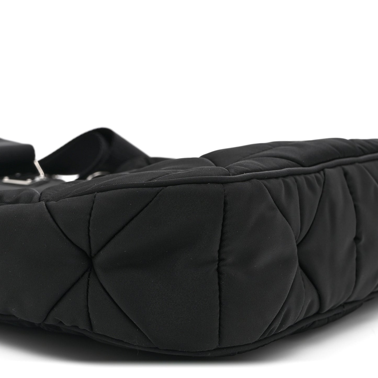 Re-Nylon Triangle Padded Patchwork Shoulder Bag Black