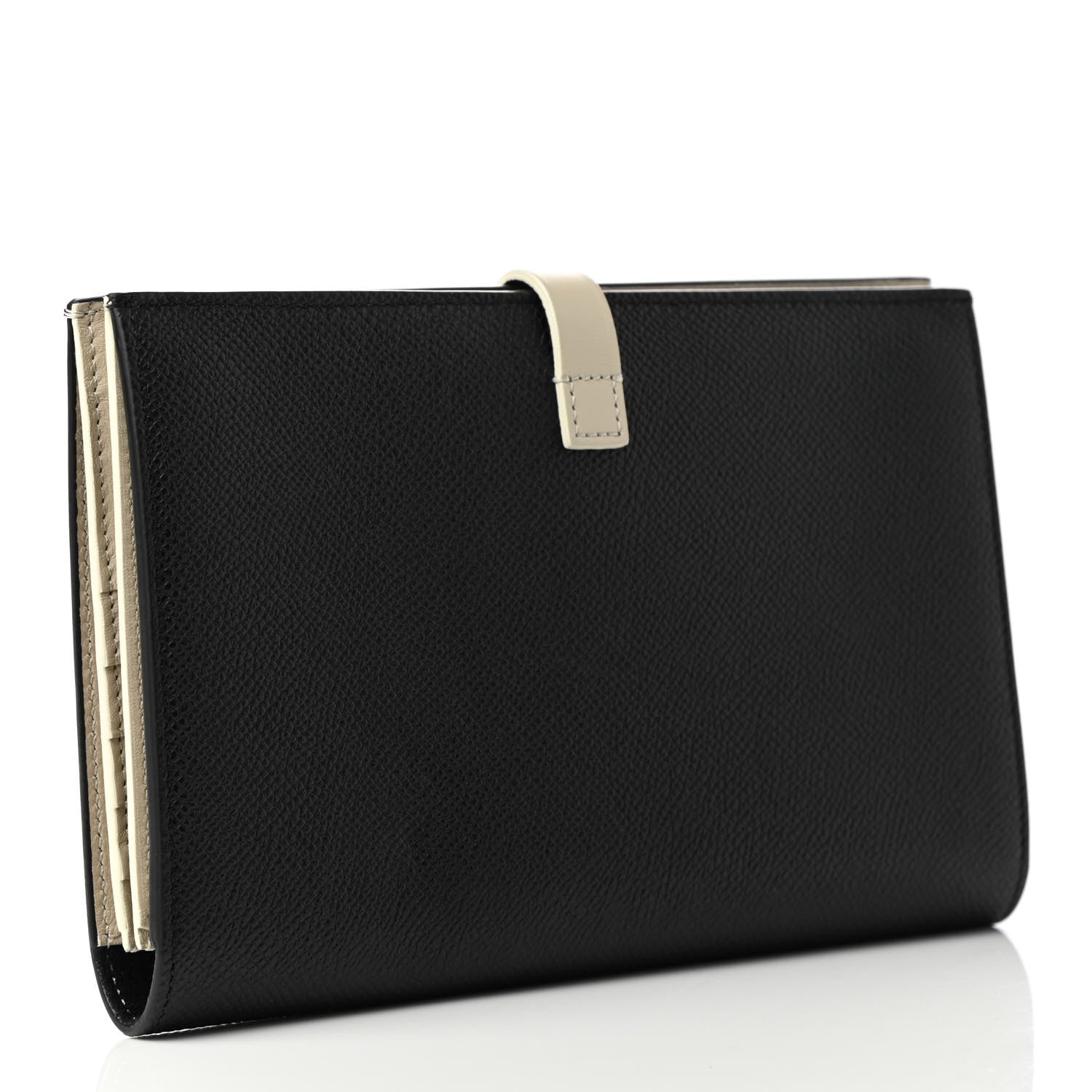 Celine Grained Calfskin Large Multifunction Strap Wallet Black Chalk 2 of 7