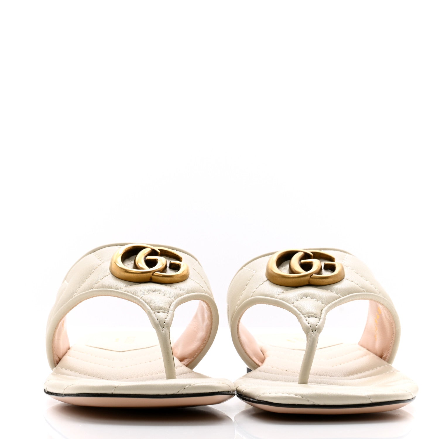 Gucci Nappa Charlotte Double G Marmont Thong Sandals 36 Mystic White 2 of 10