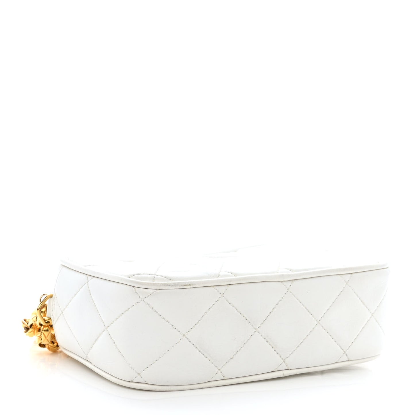 Lambskin Quilted Tassel Camera Bag White