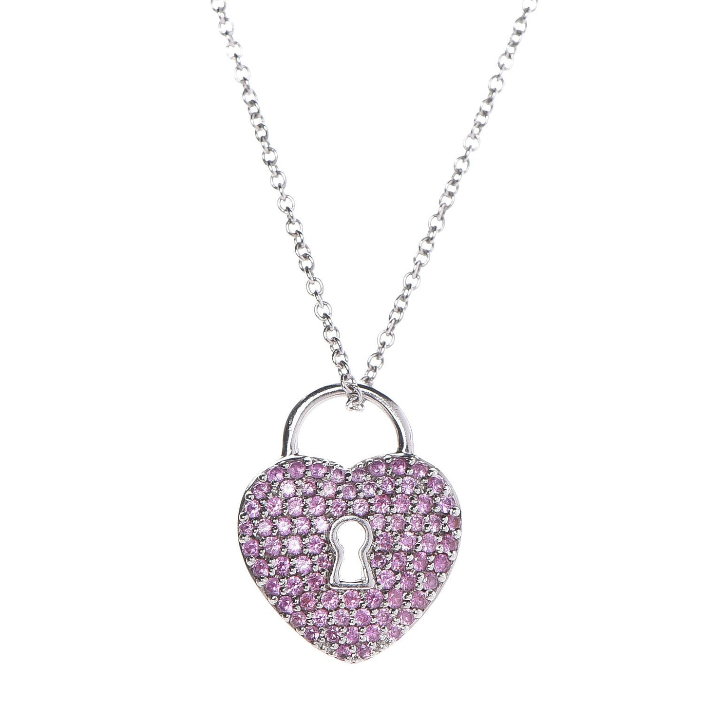 Platinum Pink Sapphire Heart Pendant Necklace