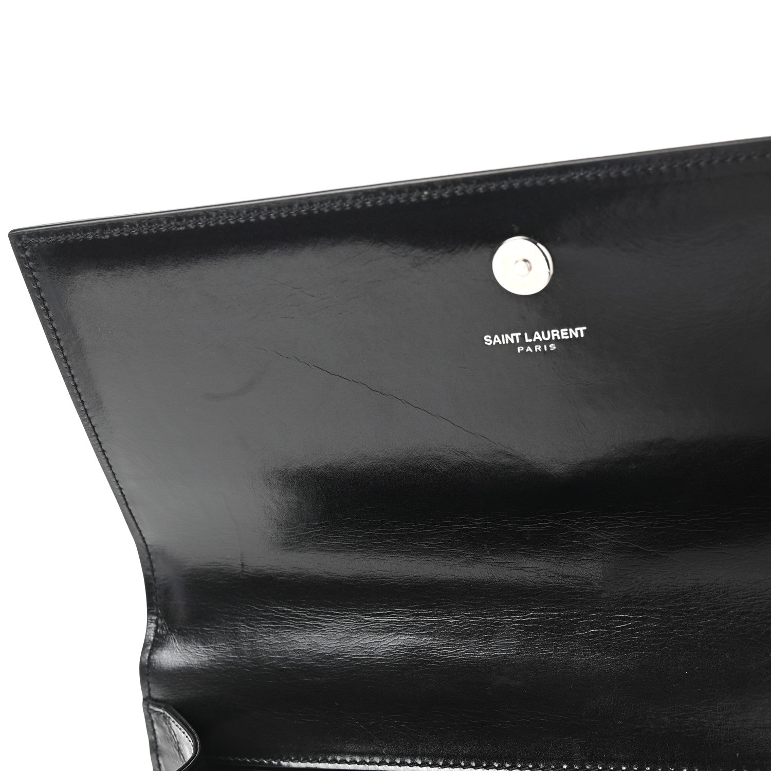 Saint Laurent Ribbed Calfskin Opium Monogram Clutch Black 7 of 8