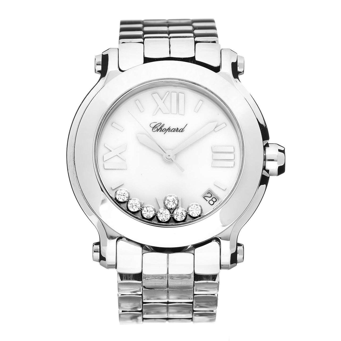 Stainless Steel 7 Diamond 36mm Happy Sport Quartz Watch