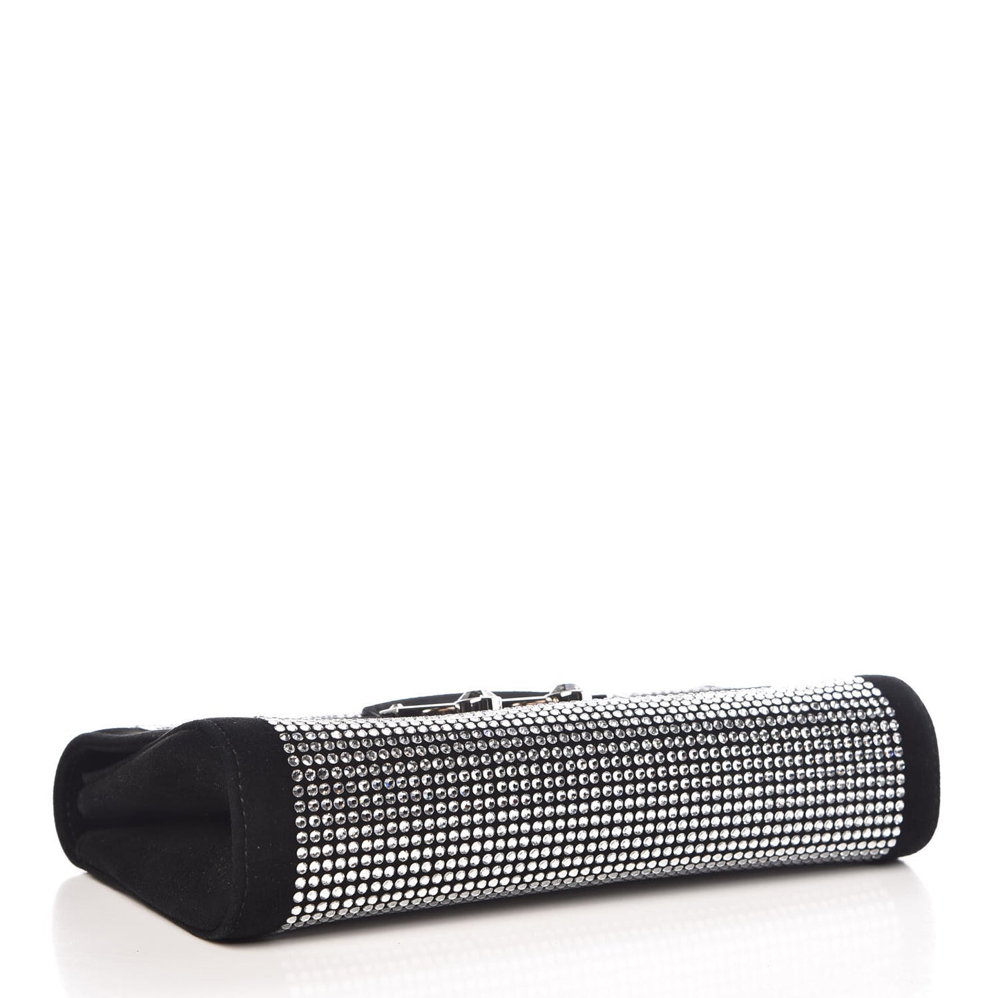 Suede Crystal Clutch Black