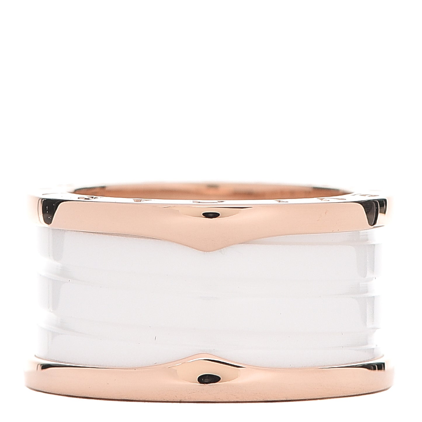 18K Rose Gold White Ceramic B.Zero1 Four-Band Ring 54 7