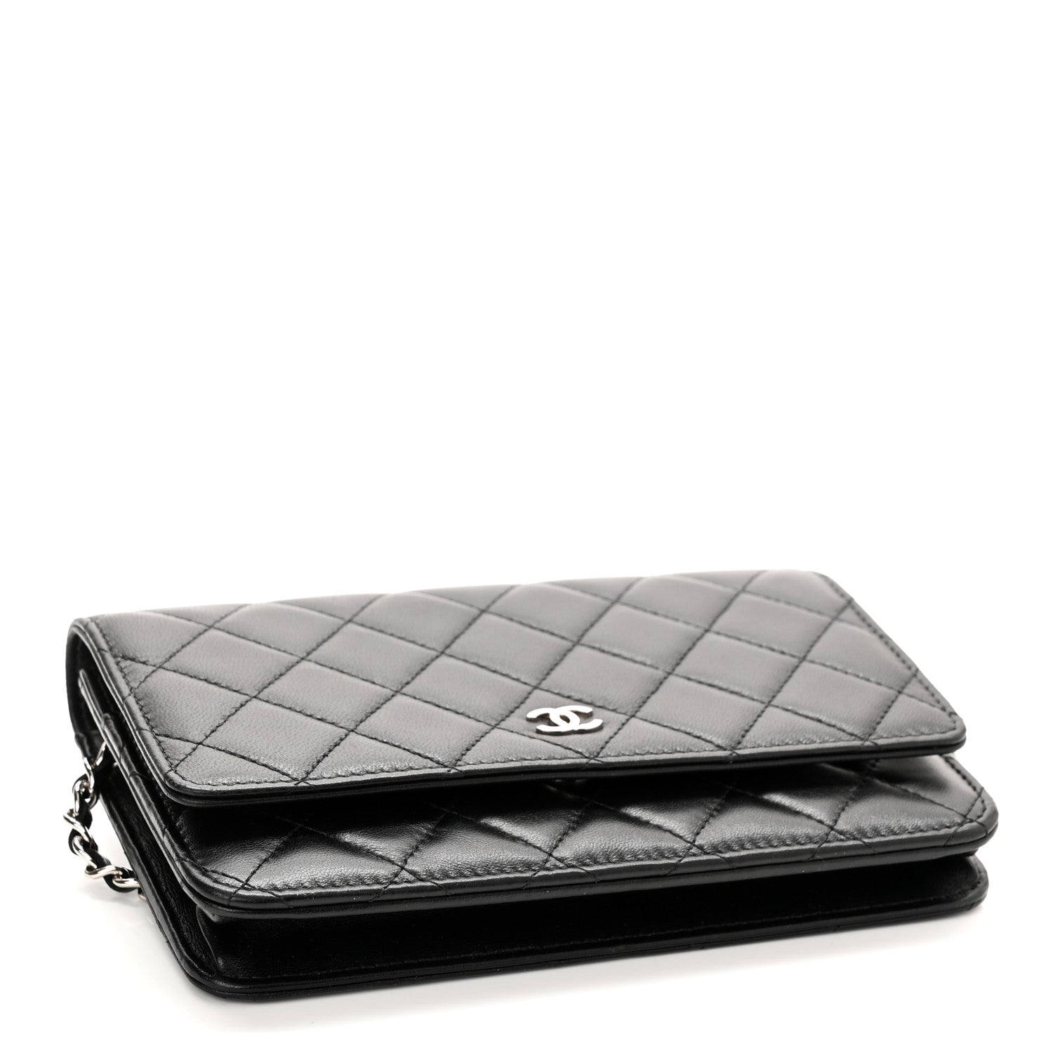 Chanel Lambskin Quilted Wallet On Chain WOC Black 4 of 13