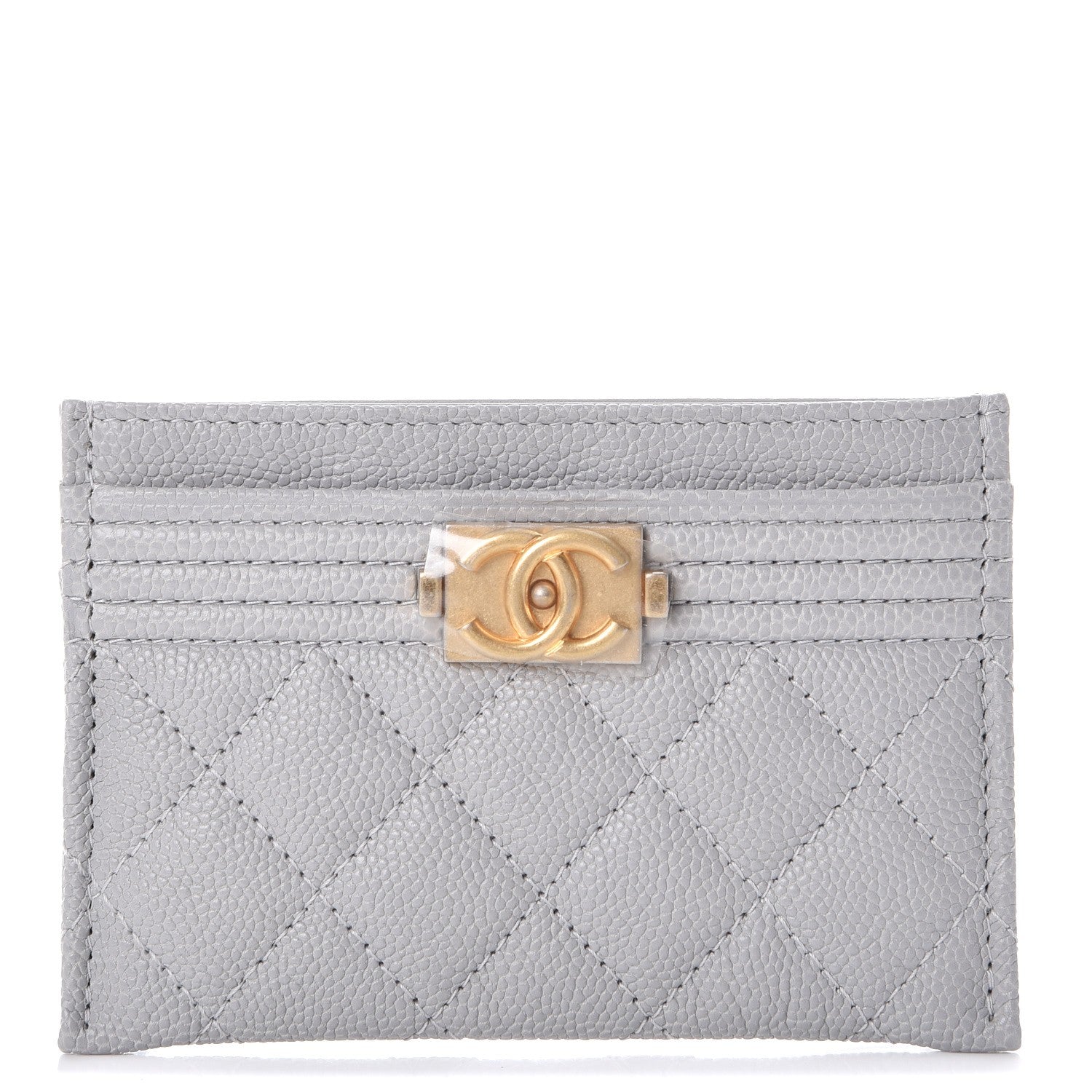 Chanel Caviar Quilted Boy Card Holder Grey 1 of 9