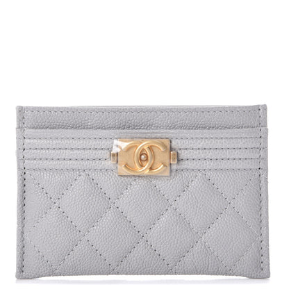 Chanel Caviar Quilted Boy Card Holder Grey 1 of 9