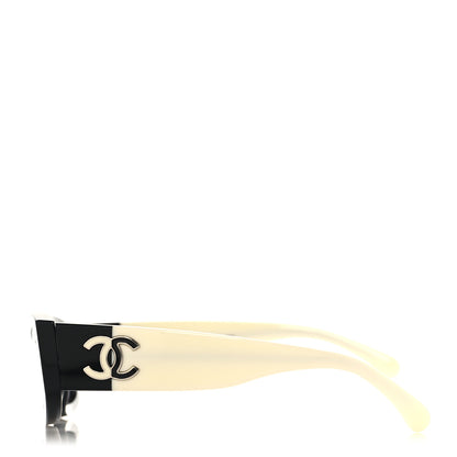 Chanel Acetate Rectangle Sunglasses 5525 Black White 3 of 7