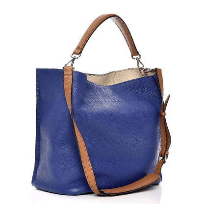 Fendi Cuoio Romano Selleria Tri-color Large Anna Bucket Bag Blue Neon 4 of 11