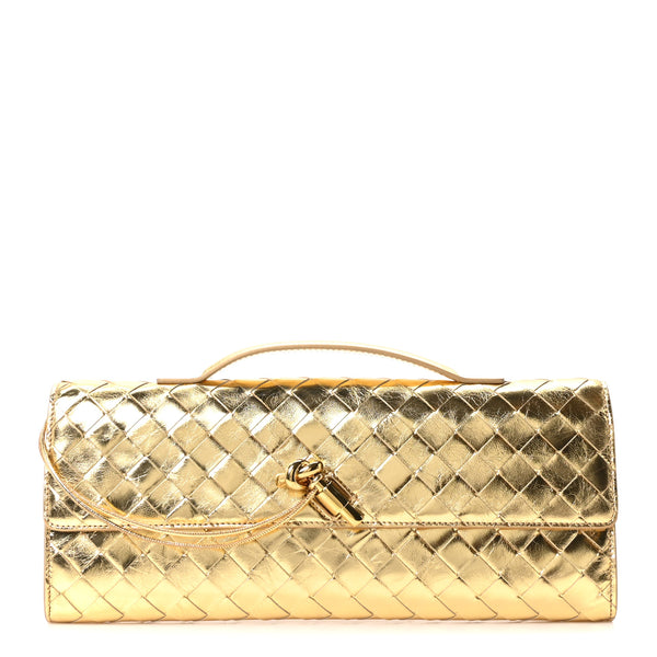 Bottega Veneta Metallic Lambskin Intrecciato Long Andiamo Top