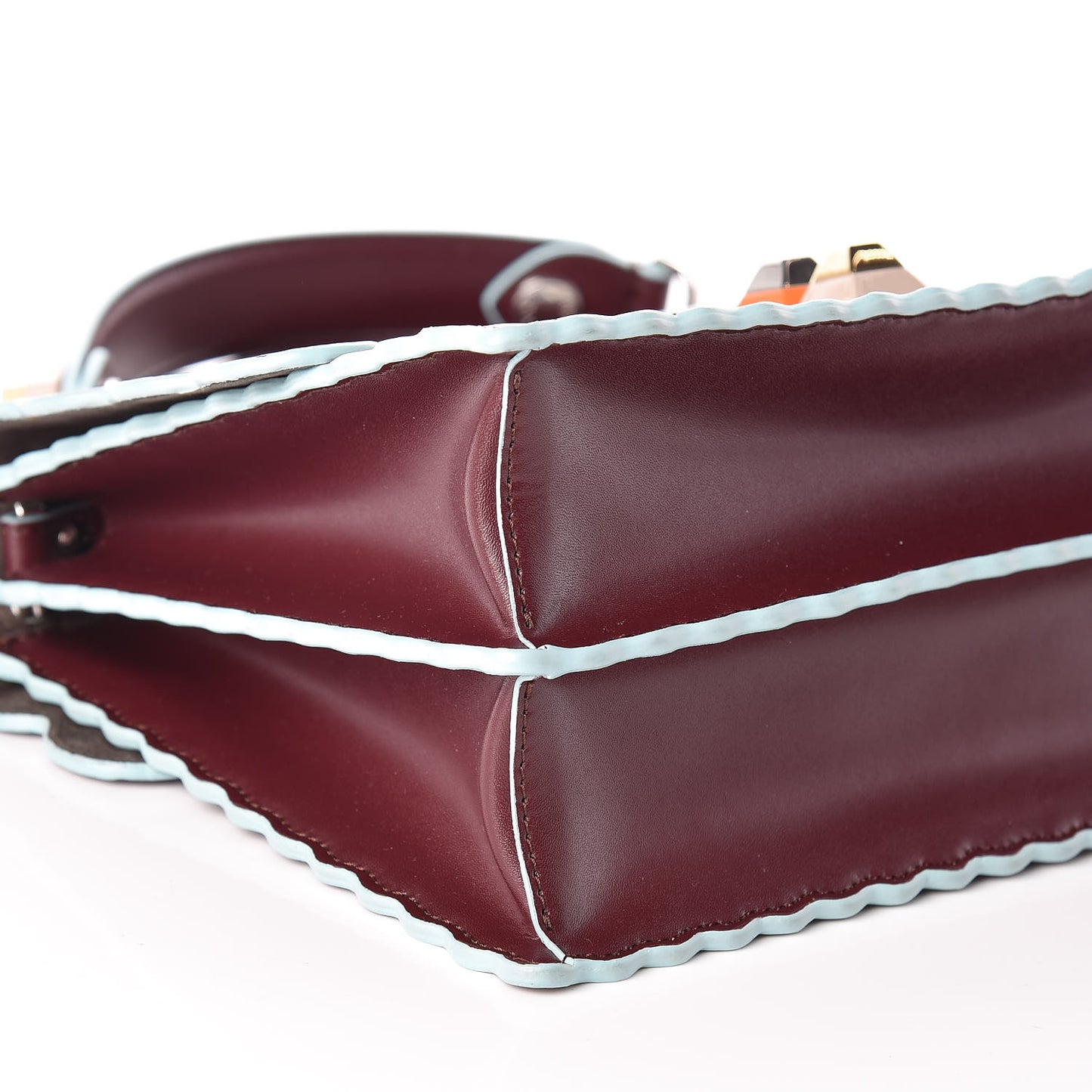 Vitello Liberty Scalloped Studded Kan I Shoulder Bag Bordeaux