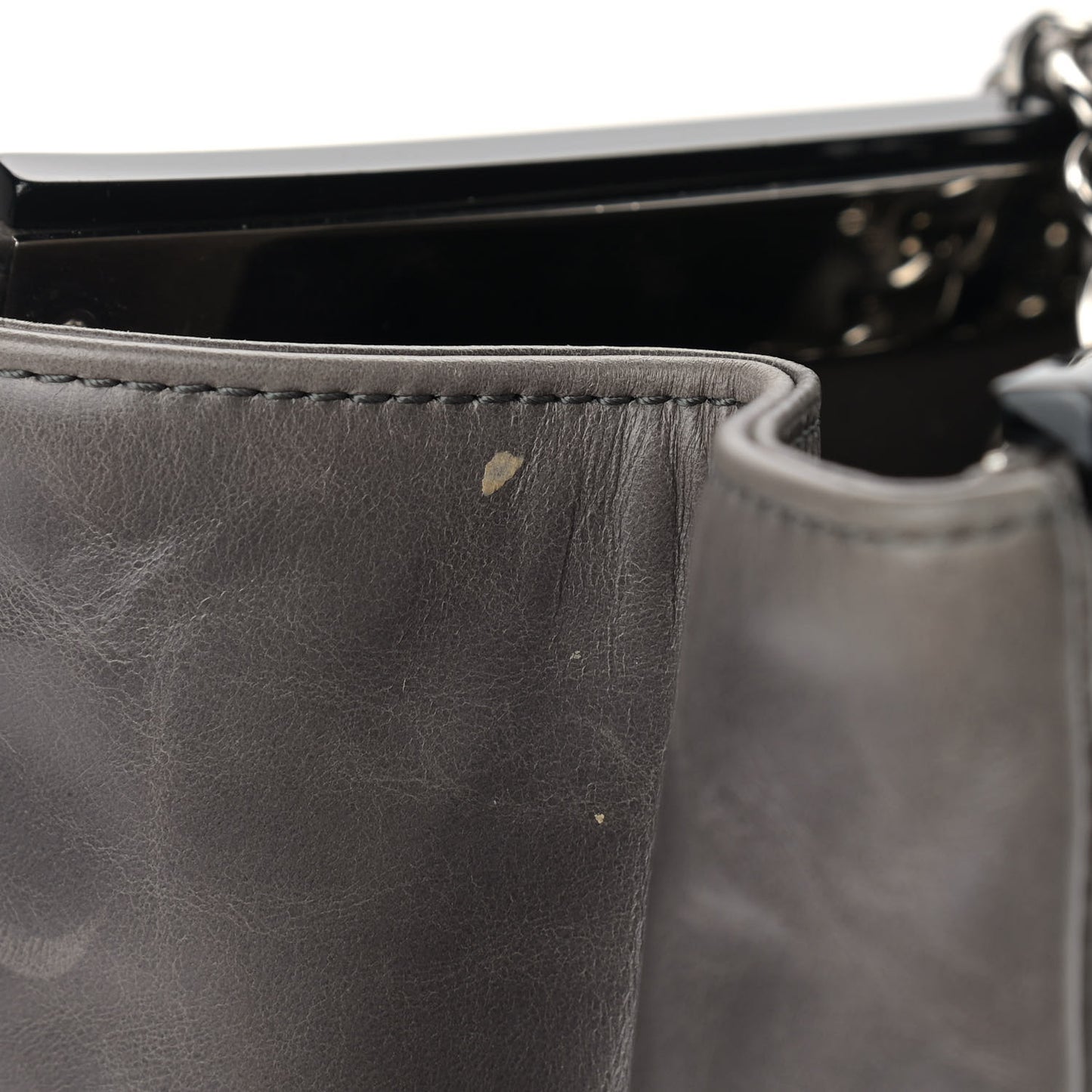 Glazed Calfskin Quilted Large CC Delivery Tote Grey