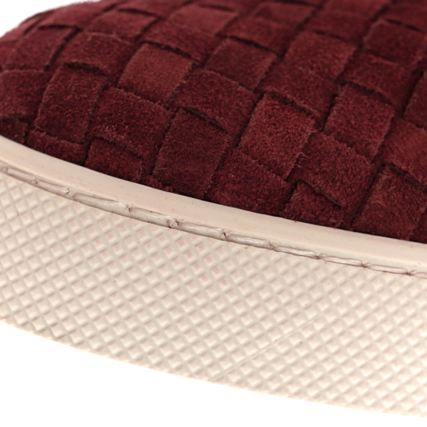 Nappa Intrecciato Suede Mens Dodger Slip On Sneakers 42 Burgundy
