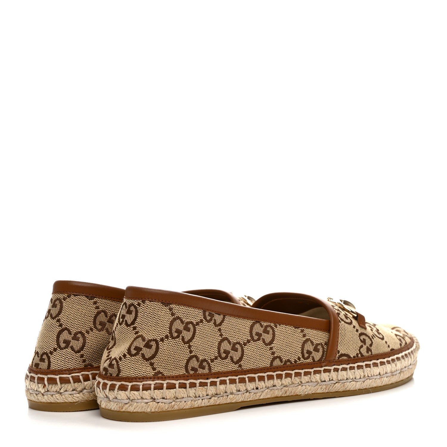Gucci GG Supreme Monogram Horsebit Espadrilles 38 Camel Ebony Sundial 5 of 10