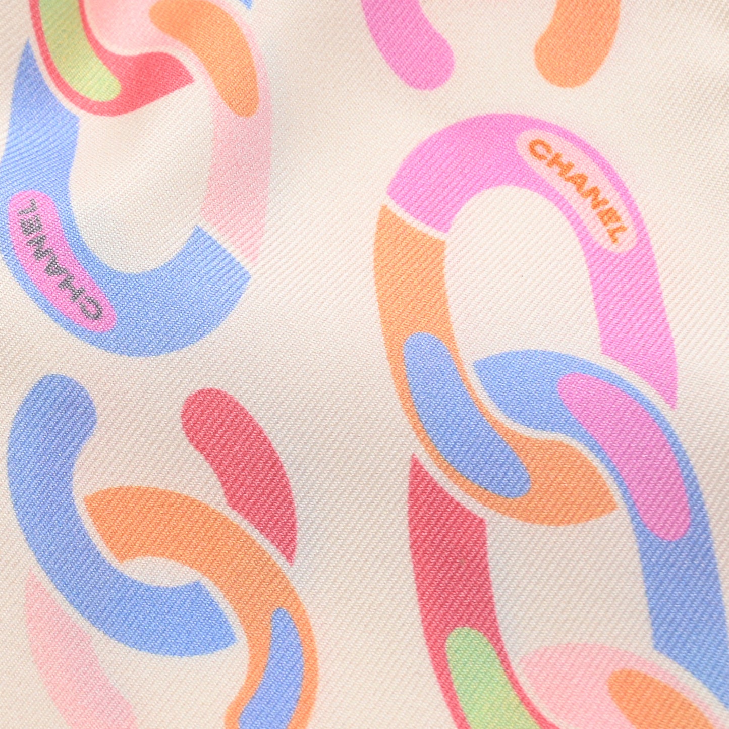 Silk CC Twilly Hair Tie White Multicolor